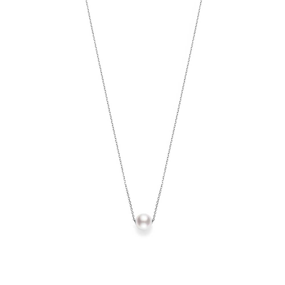 Mikimoto 18K White Gold Akoya Single Pearl Pendant Necklace