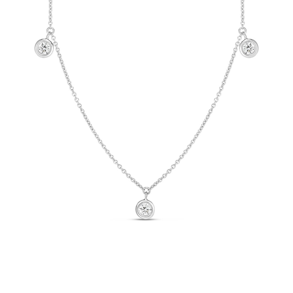 Roberto Coin 18K White Gold Diamonds by the Inch Three Diamond Drop Station Necklace